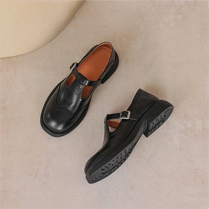 Vegan leren Mary-Jane sandalen met gespband
