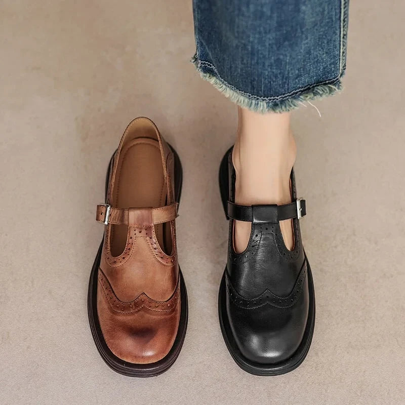 Vegan leren Mary-Jane sandalen met gespband