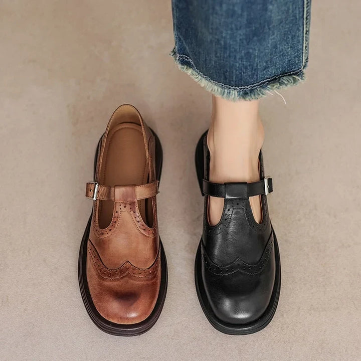 Vegan leren Mary-Jane sandalen met gespband