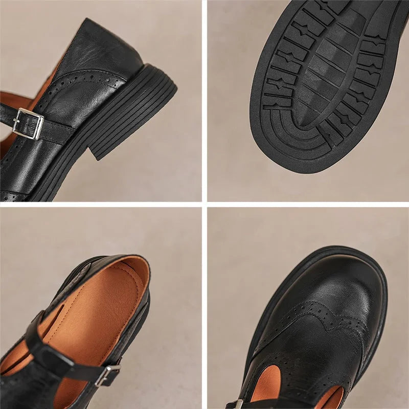 Vegan leren Mary-Jane sandalen met gespband