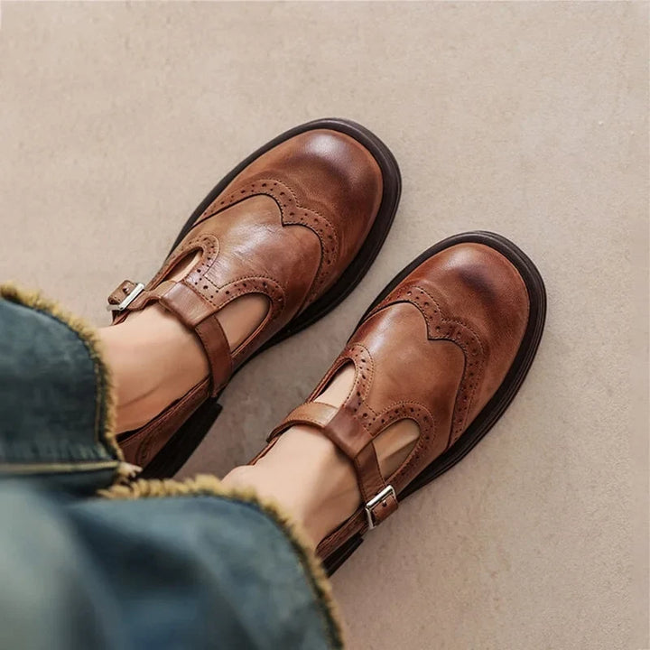 Vegan leren Mary-Jane sandalen met gespband