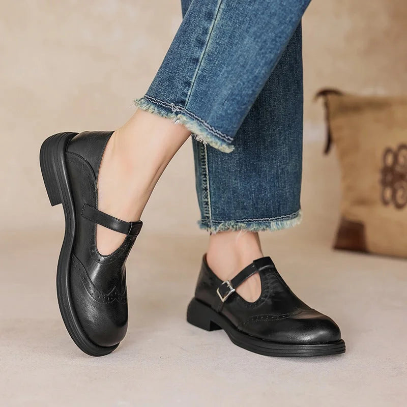 Vegan leren Mary-Jane sandalen met gespband