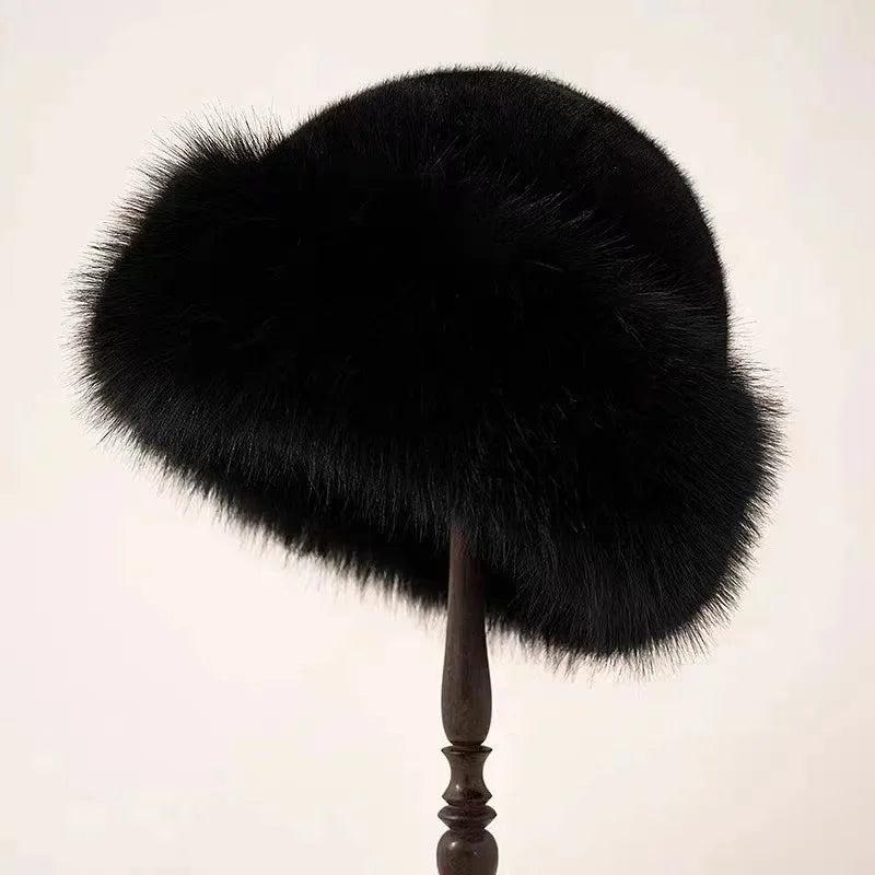 Faux fur winter muts met brede omgeslagen rand