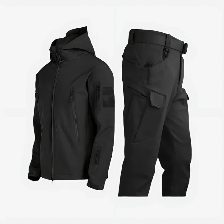 Waterdichte tactical set met capuchonjack en cargobroek