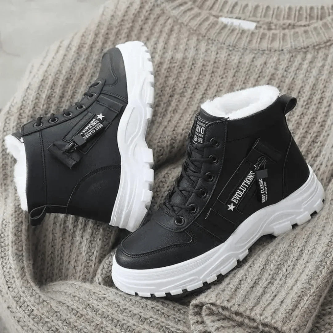 Veterlaarzen met imitatiebont voering en chunky zool