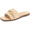 Geweven slide sandalen met decoratieve gespdetail