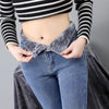 Winterjeans met hoge taille voor dames, gevoerd voor koude dagen