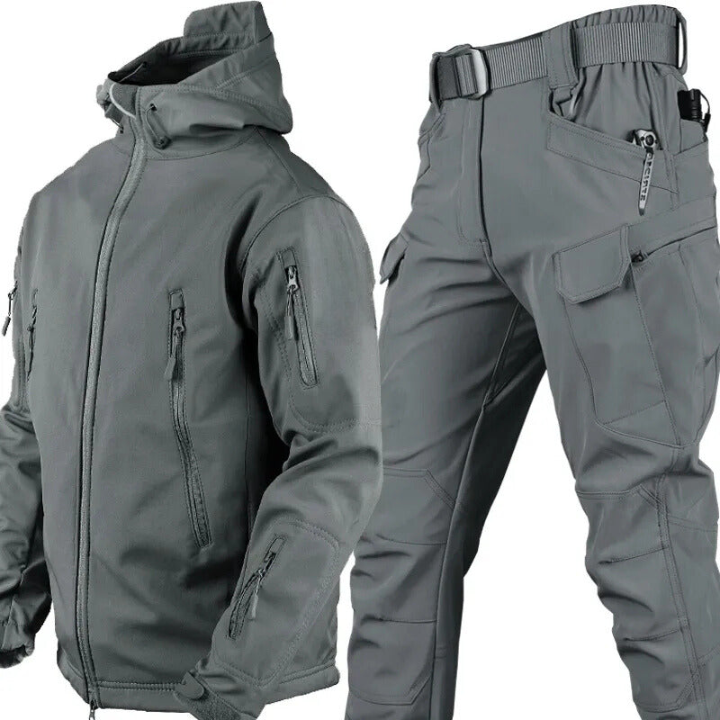 Waterdichte winddichte outdoorset van jas en broek met fleecevoering