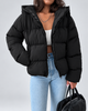 Dames oversized gewatteerde pufferjas met capuchon en ritssluiting